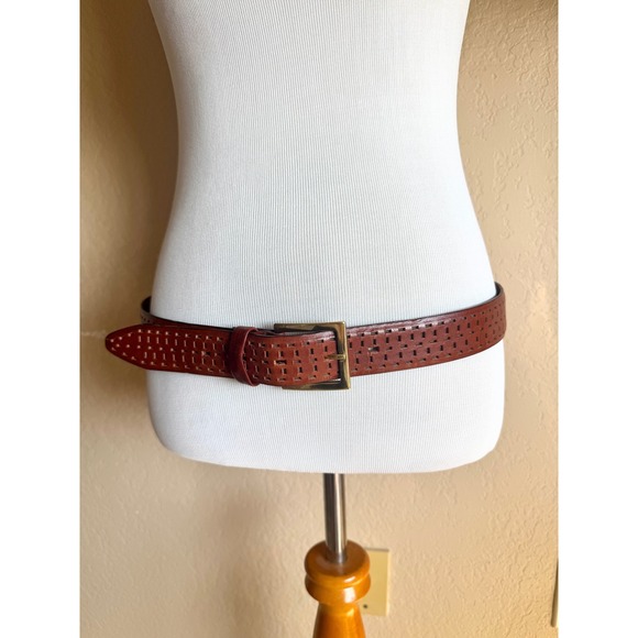 Jhane Barnes Other - Jhane Barnes Mens Brown Upscale‎ Designer Leather Belt Solid Brass Size 36